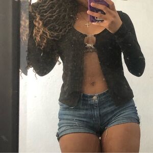 Black Half Cut Blouse